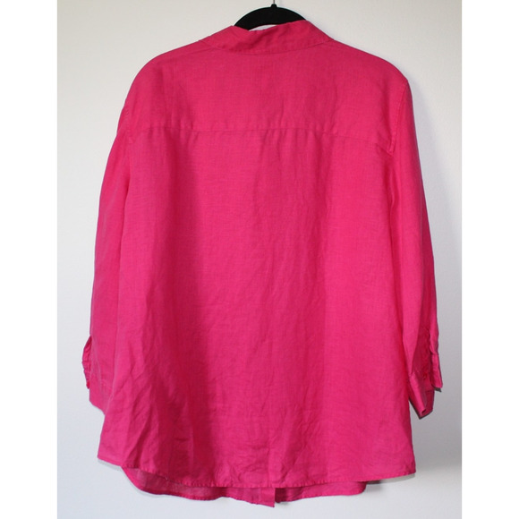 Chico's 100% Linen No Iron Button Up Shirt Pink Women's Size 3 XL 16 Lagonlook - Picture 7 of 16